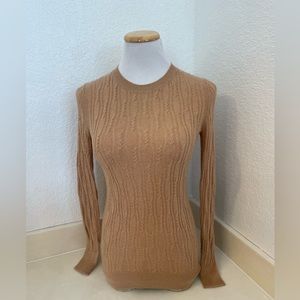 BANANA REPUBLIC Filpucci Camel Cashmere Blend Cable Knit Crew Neck Sweater XS